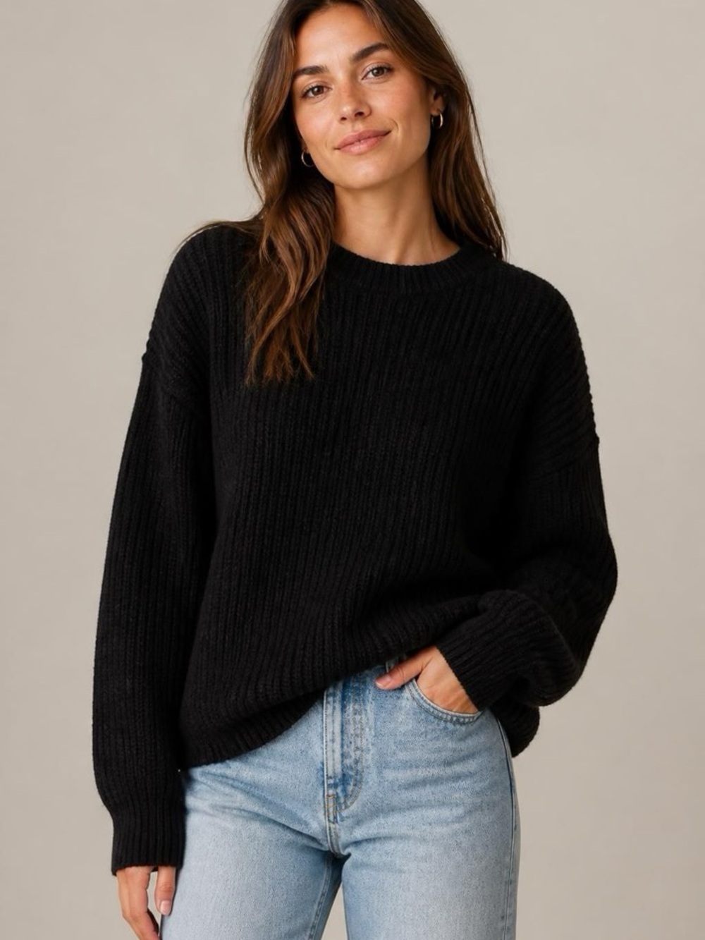 GAP Ribbed Crewneck Sweater - Black